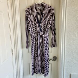 LK Bennett Dr Nora Geometric Wrap Midi Dress Size 14‎